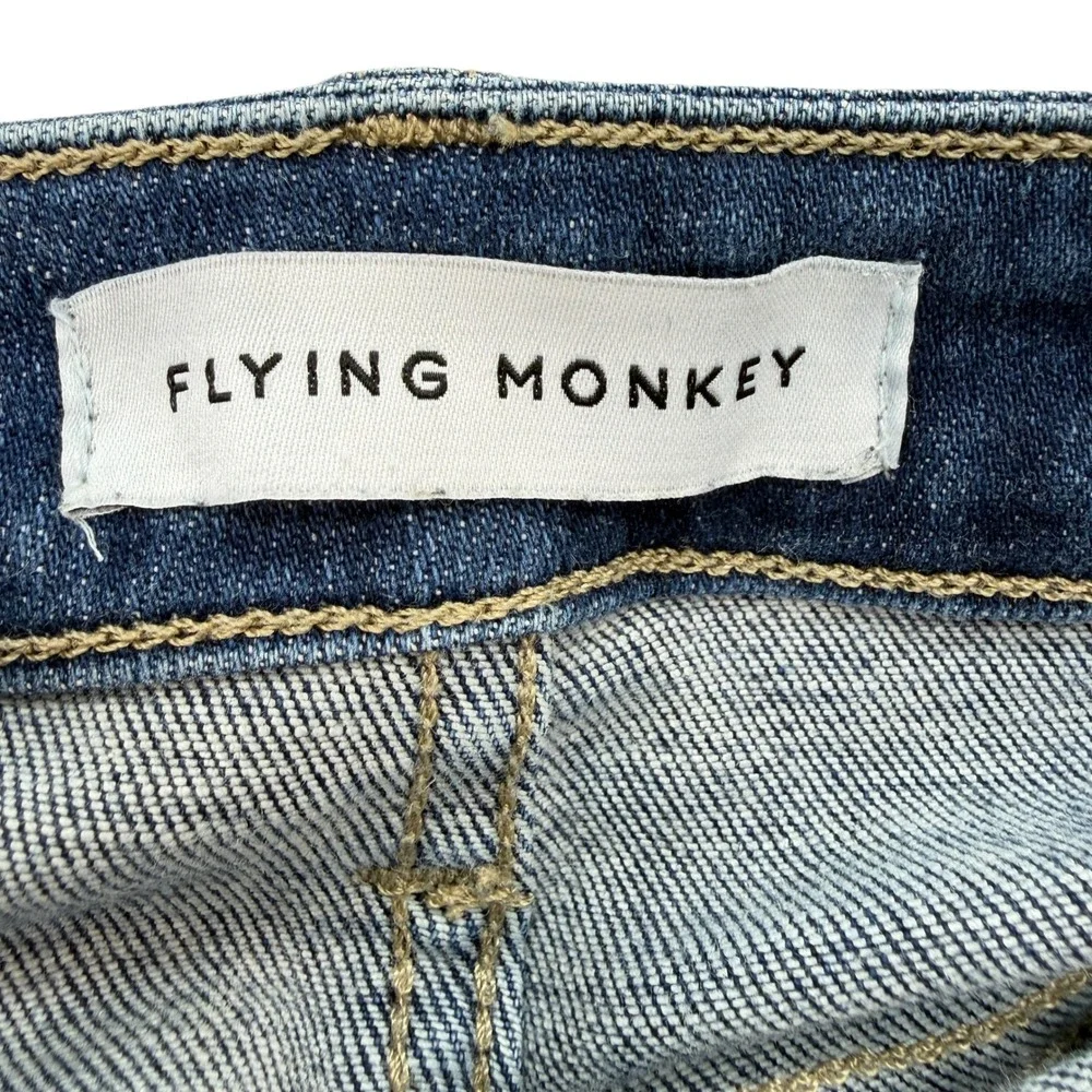 Flying Monkey Womens Skinny Jeans 25 Medium Wash Distressed Denim Frayed Hem